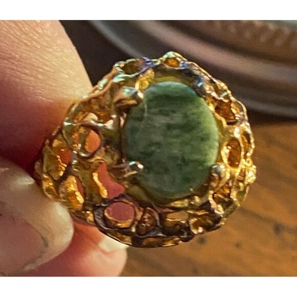 Vintage Connemara Marble Ring (Size 8) | Marked 14K RGP | Authentic Irish Herita - Picture 12 of 13